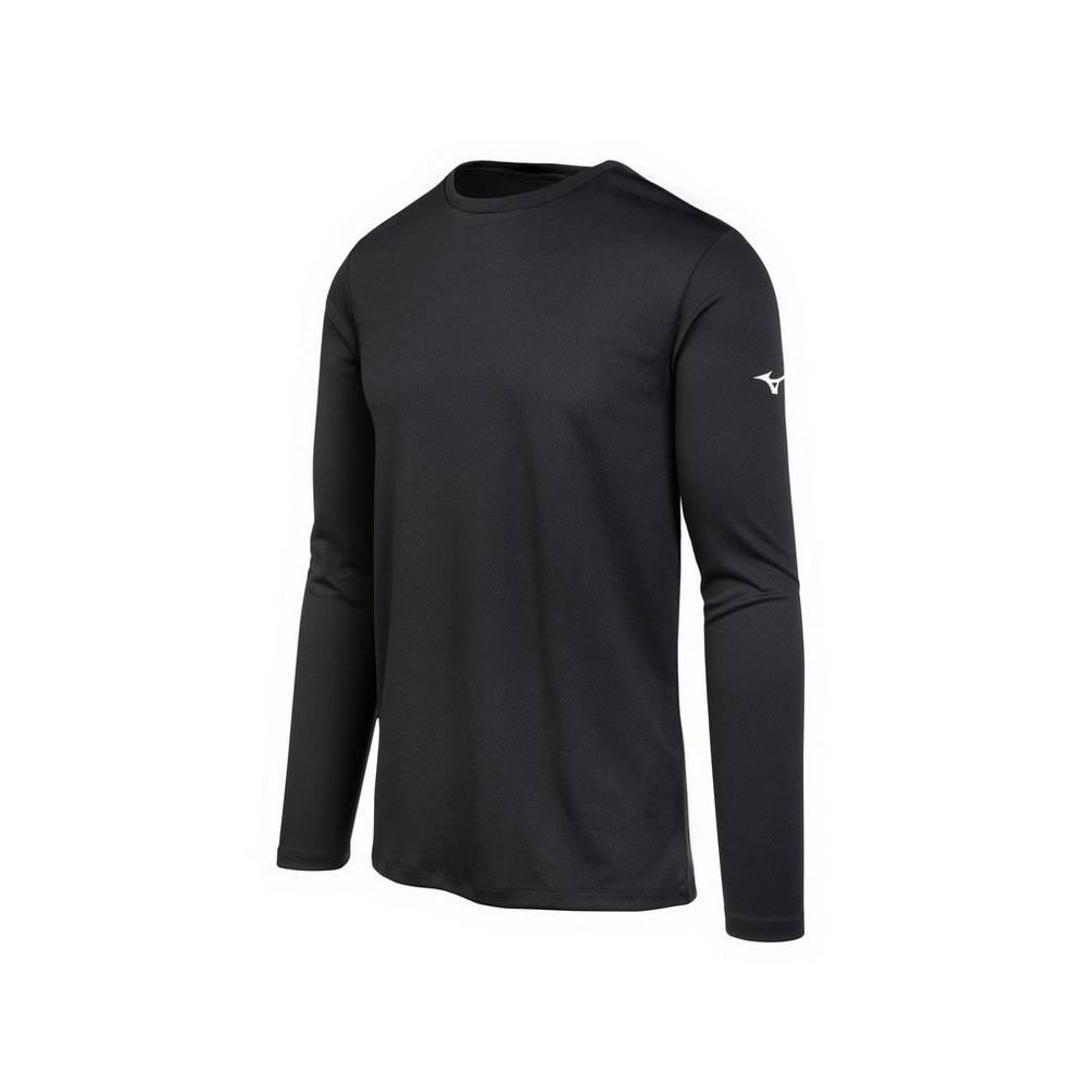 Camisetas Mizuno Long Sleeve Hombre Negras Ofertas WIEC-78490